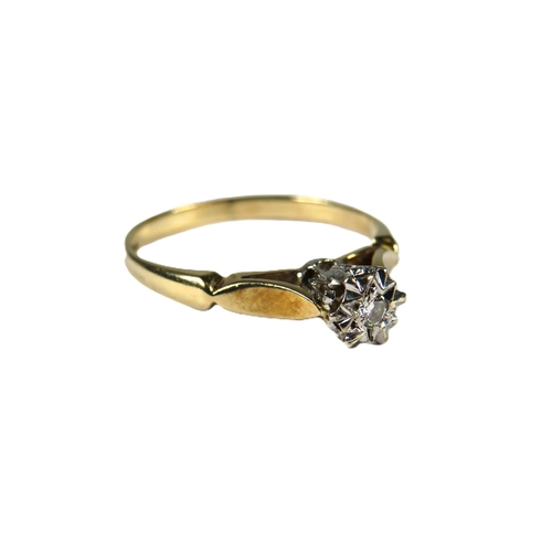 348 - 9ct Yellow Gold Diamond Solitaire Ring.  Finger size 'K'  1.3g