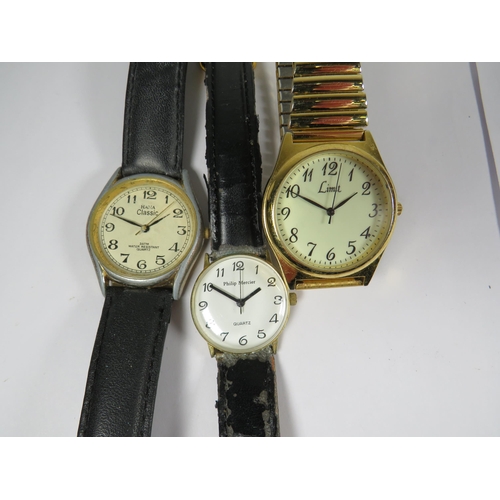 352 - Three mens quartz watches. All will need batteries to run.