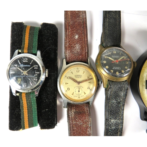 366 - Vintage compass (AK39) plus Three vintage watches, two in running order. See photos.