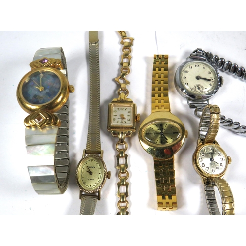 369 - Selection of Ladies Mechanical wristwatches one which is rolled gold, all but one are working plus a... 