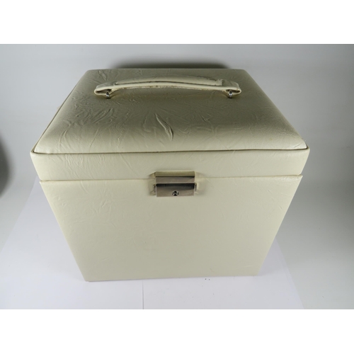 376 - Leatherette Jewellery box with costume contents. See photos.