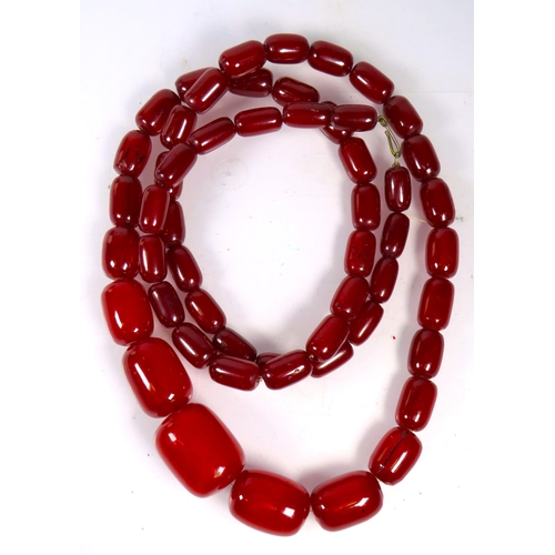 382 - Likely Vintage Cherry Bakelite necklace with vintage clasp 89g. See photos.