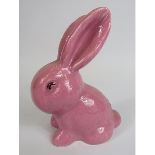 100 - Slyvac pink snub nosed bunny model 990 approx 12.5cm tall.