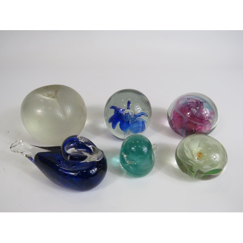 101 - 6 Art glass paperweights.