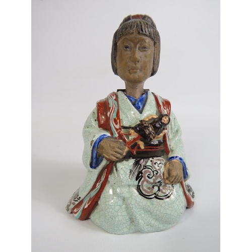 105 - Antique oriental ceramic nodding head figure, 13.5cm tall.