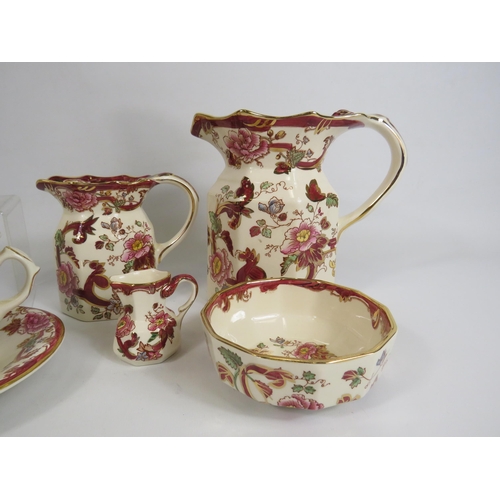 125 - 6 Pieces of Masons Ironstone in the Mandalay Red pattern.