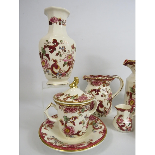 125 - 6 Pieces of Masons Ironstone in the Mandalay Red pattern.