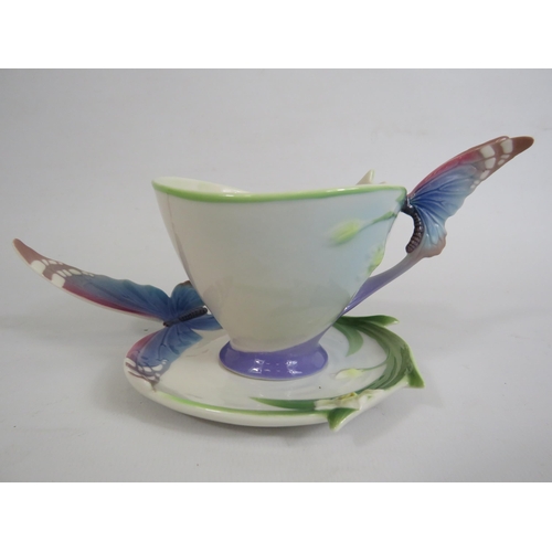 78 - Franz ceramic butterfly cup and saucer.