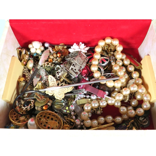 401 - Small Jewellery box filled with jewellery and other treasures. See photos.