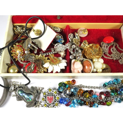 401 - Small Jewellery box filled with jewellery and other treasures. See photos.