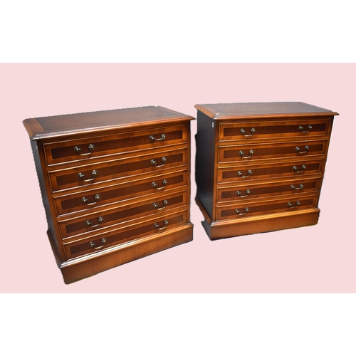 Pair of Reproduction Wellington style bedroom chests in cherry wood ...