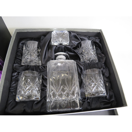 152 - Vernoa crystal decanter and glass set plus a Edinburgh crystal basket both boxed.