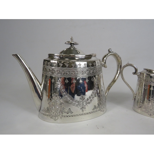 165 - Vintage Walker and Hall silverplated teaset. Mongram to one side AH. Plus Four Wedgwood Country Days... 