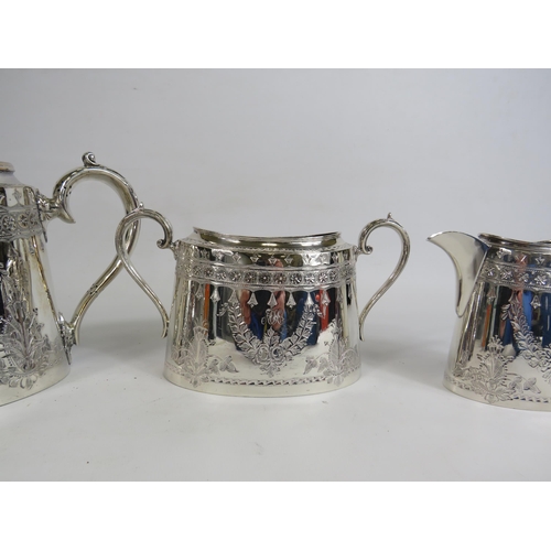 165 - Vintage Walker and Hall silverplated teaset. Mongram to one side AH. Plus Four Wedgwood Country Days... 