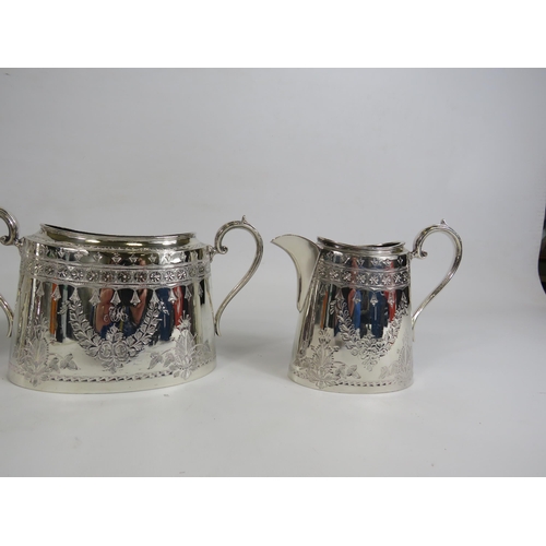 165 - Vintage Walker and Hall silverplated teaset. Mongram to one side AH. Plus Four Wedgwood Country Days... 