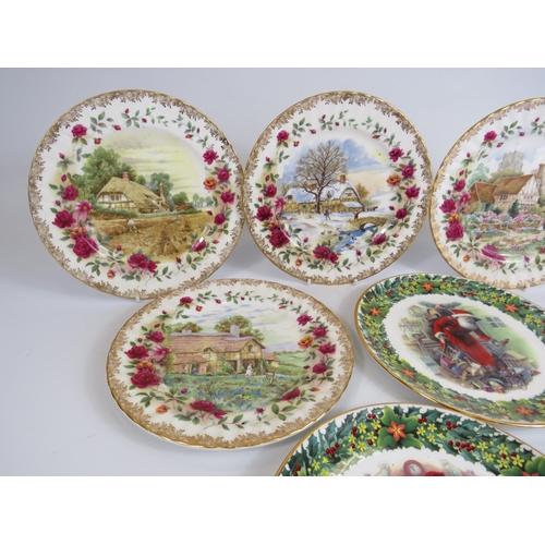 170 - 4 Royal Albert old country roses Four Season plates and 2 christmas plates.