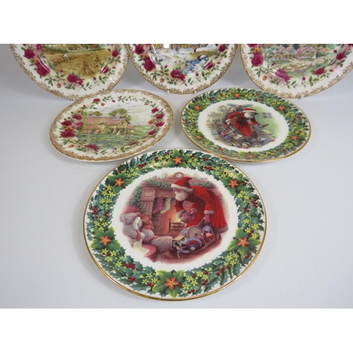 170 - 4 Royal Albert old country roses Four Season plates and 2 christmas plates.