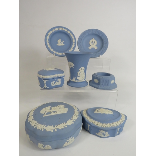 183 - Selection of Wedgwood Jasperware lidded trinkets, trinket dishes, vase etc.