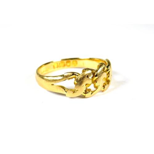 424 - 18ct Yellow Gold Pierced Celtic Band.  Finger size 'Q'  3.7g  Clear hallmarks. See photos.