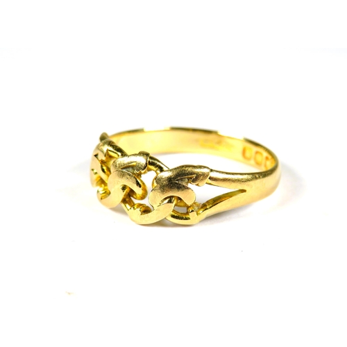 424 - 18ct Yellow Gold Pierced Celtic Band.  Finger size 'Q'  3.7g  Clear hallmarks. See photos.