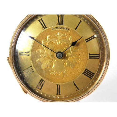 431 - 14ct Yellow Gold Bodied Pocket watch with Gold tone back and front. Comes with two keys, intermitten... 