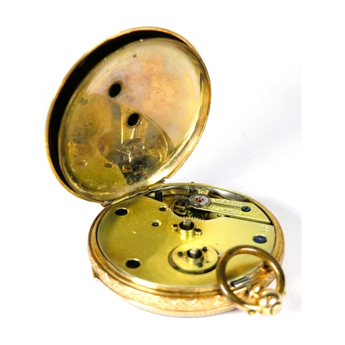 431 - 14ct Yellow Gold Bodied Pocket watch with Gold tone back and front. Comes with two keys, intermitten... 