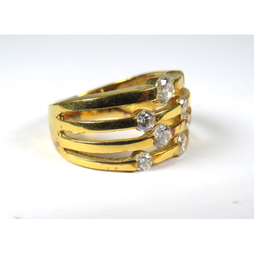 437 - 9ct Yellow Gold Ring set with CZ Stones on four strands in the patten of Pleiades Constellation.   F... 