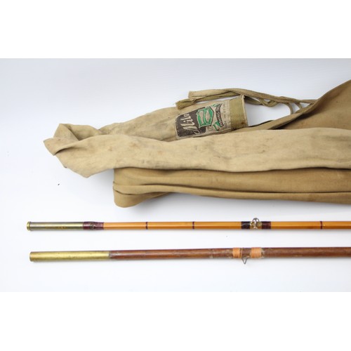 501 - 2 Vintage three pieces fishing rods, Split cane and wooden.     485309