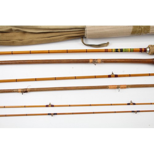 501 - 2 Vintage three pieces fishing rods, Split cane and wooden.     485309