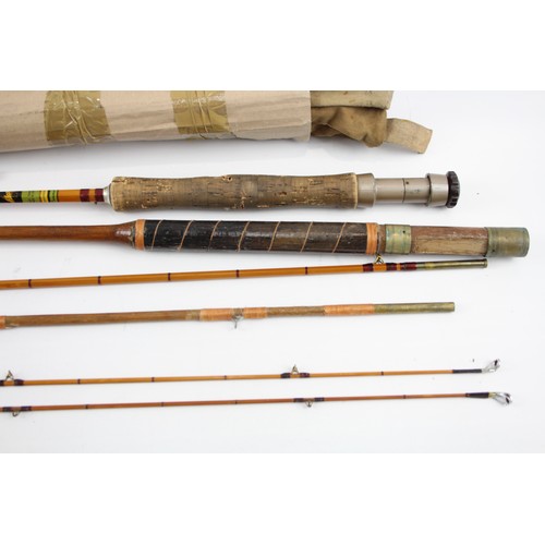 501 - 2 Vintage three pieces fishing rods, Split cane and wooden.     485309