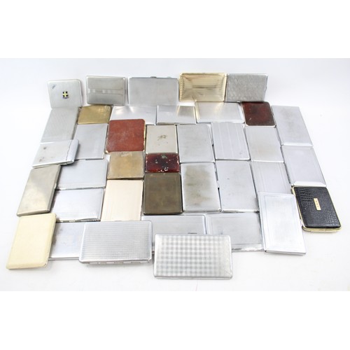 533 - Cigarette Cases Job Lot Inc. Vintage Chrome Deco EPNS Leather Brass Etc x 40       550088