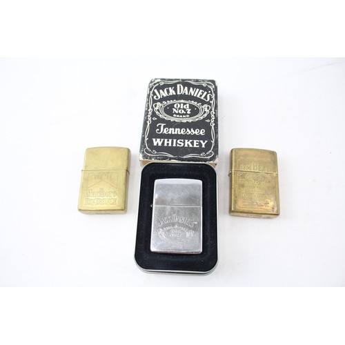 543 - 3 x Zippo Lighters Inc Vintage Jack Daniels Chrome Jim Beam Marlboro 96 Job Lot      549100