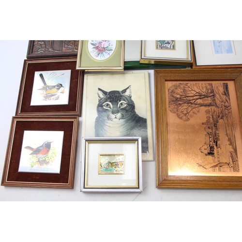 565 - Picture Frames / Art / Prints Job Lot Inc Teddy Playing Cricket - Red Arrows Etc      561311