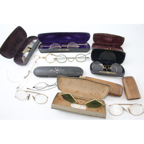 567 - Spectacles Antique Glasses Eyewear Assorted Inc Pince Nez, Plated, Cases Joblot      681642