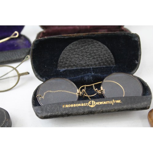 567 - Spectacles Antique Glasses Eyewear Assorted Inc Pince Nez, Plated, Cases Joblot      681642