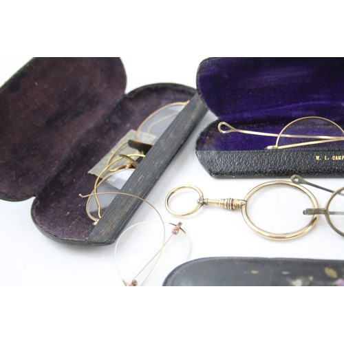 567 - Spectacles Antique Glasses Eyewear Assorted Inc Pince Nez, Plated, Cases Joblot      681642