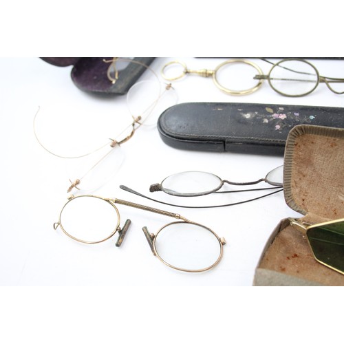 567 - Spectacles Antique Glasses Eyewear Assorted Inc Pince Nez, Plated, Cases Joblot      681642