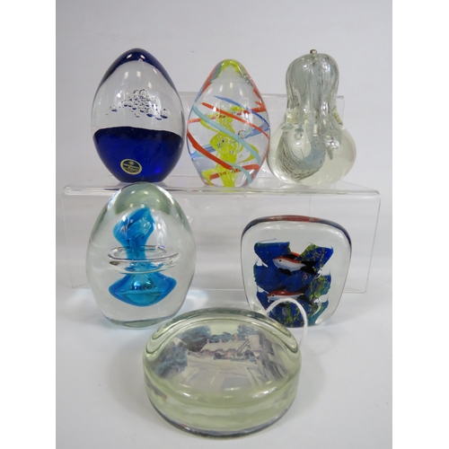 618 - Selection of art glass paperweights including Isle of Wight and Bohemian.