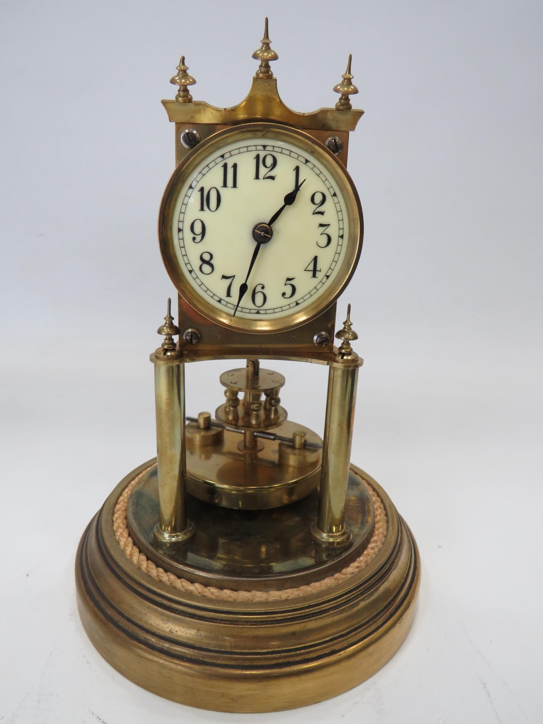 Gustav Becker Brass based Anniversary Clock under a Glass dome. Running ...