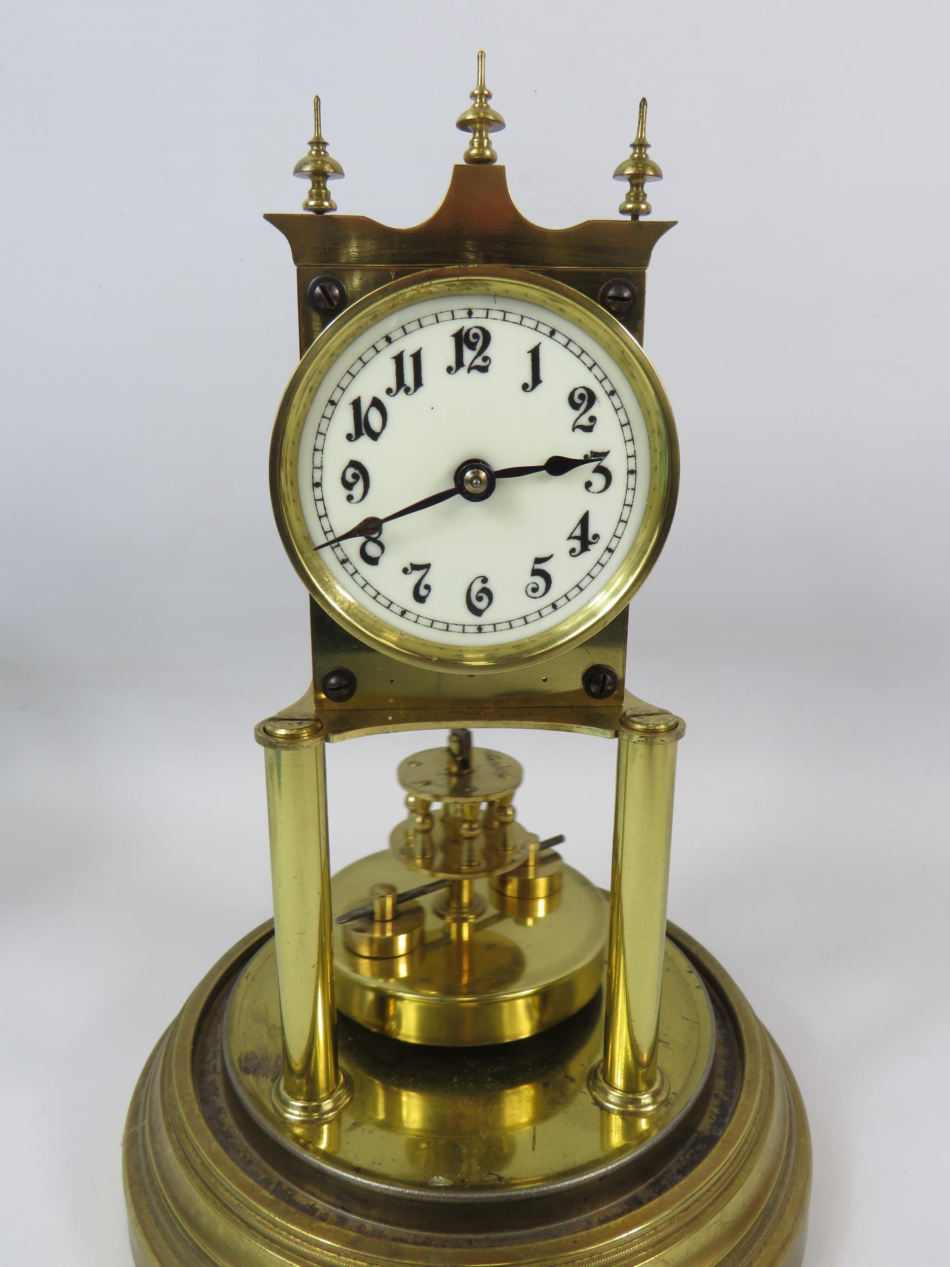 Gustav Becker Brass based Anniversary Clock under a Glass dome. Running ...