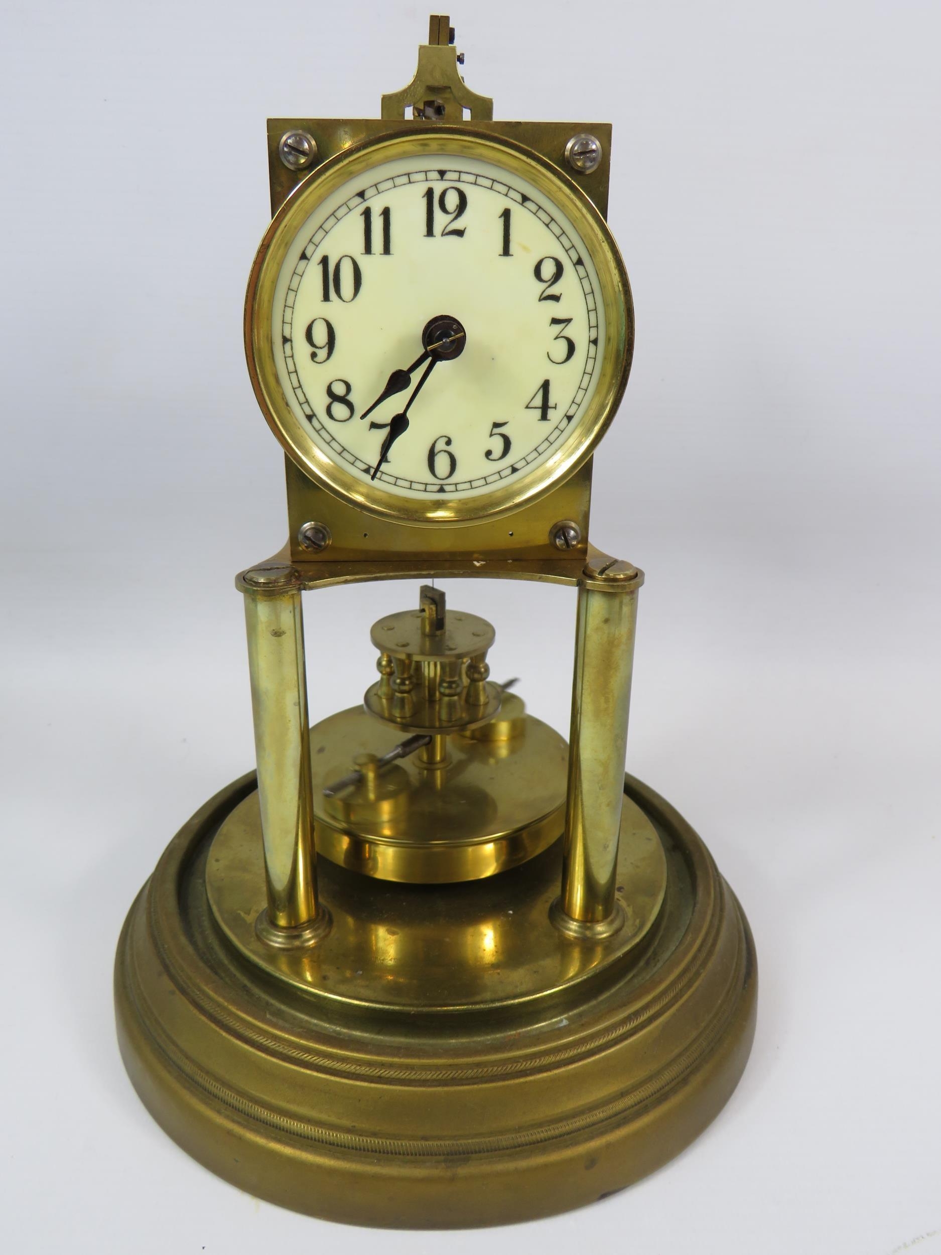 Gustav Becker Brass based Anniversary Clock under a Glass dome. Running ...