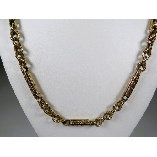 466 - Attractive 9ct Yellow Gold Neck chain in the rare Gypsy Link pattern which measures 20 inches long. ... 