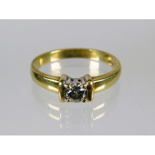 489 - 18ct Yellow Gold Diamond Solitaire Ring. Diamond measures approx 3.5mm .  Finger size L-5 to M     3... 