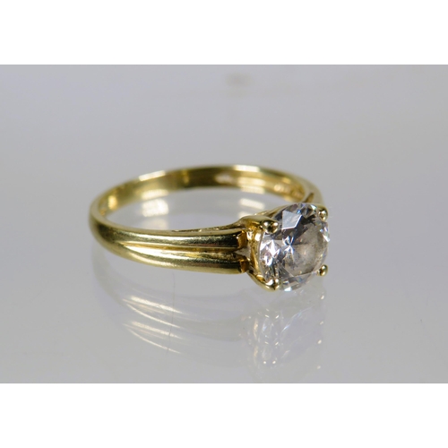 490 - 14ct Yellow Gold CZ set Solitaire Ring.  Finger size 'K'     1.8g