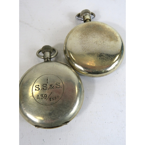 504 - Gents Vintage WWII Era Military Issued Pocket / Stop Watches Hand-wind x 2     2114624