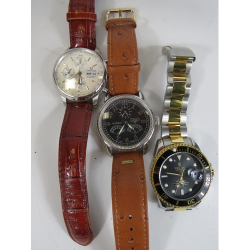 510 - Gents Mechanical Wristwatches Automatic WORKING Inc. TEVISE Etc. x 3      406366