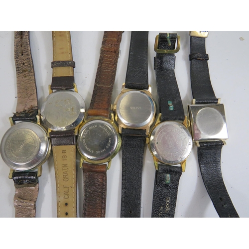 515 - Gents Vintage Gold Tone Wristwatches Hand-wind/Automatic Inc. Ingersoll Etc. x 6      2114762