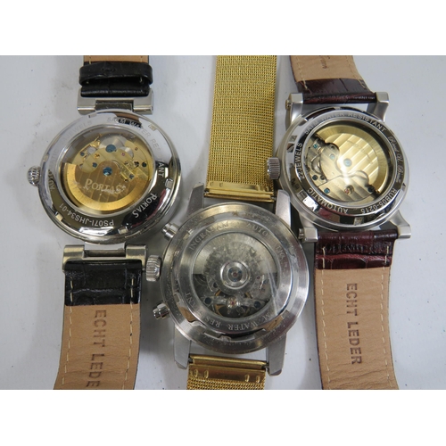 519 - Gents Mechanical Wristwatches Automatic WORKING Inc. PORTAS Etc. x 3      406367