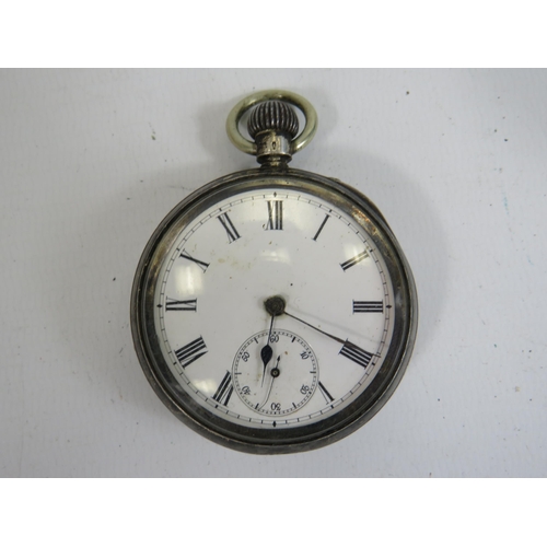 521 - .935 Silver Gents Vintage Open Face Pocket Watch Hand-wind WORKING      406375