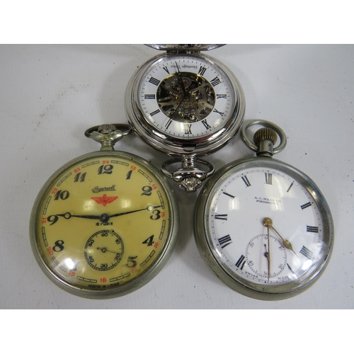 522 - Gents Vintage Pocket Watches Hand-wind WORKING Inc. Ingersoll Etc. x 3      406348